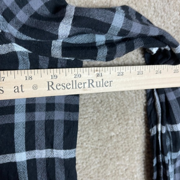 Rails Redding Shirt Womens Small S Ink Grey White Plaid Long Sleeve Frayed Hem - Picture 6 of 10
